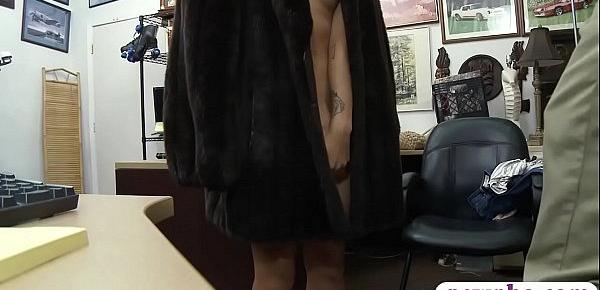  Tight babe in fur coat gets pounded by nasty pawn dude